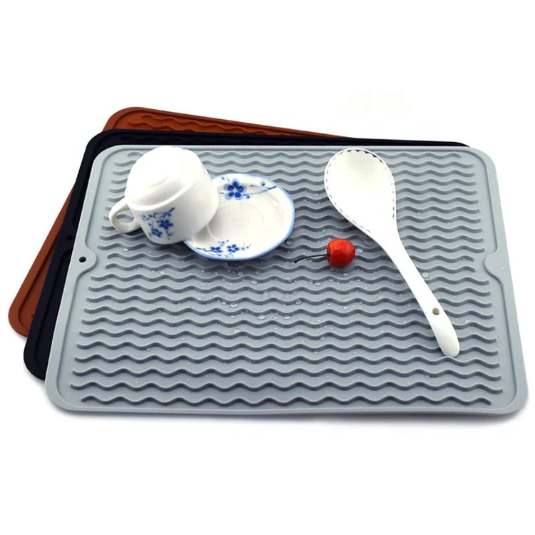 OEM ODM Anti Slip Large Size 30*40cm esteras de silicona Kitchenware Holder Heat Resistant Placemat Silicone Dish Drying Mat