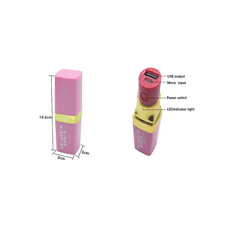 Universal 3350mAh Lipstick Power Bank for Cell Phone