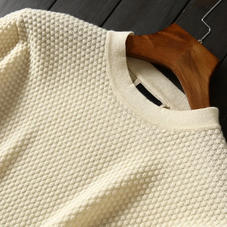Men holiday wool cashmere high end crew neck loose pullover sweater