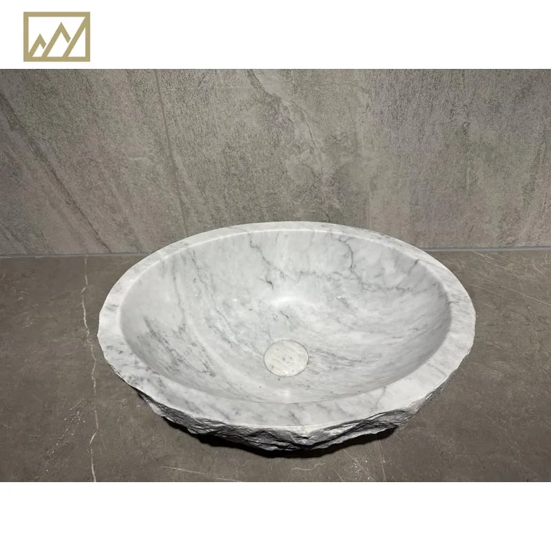 KINGS-WING Carrara White Marble Round Vessel Sink Size For 46*40*15.5 cm Kitchen Sink Fast Delivery  Model D26