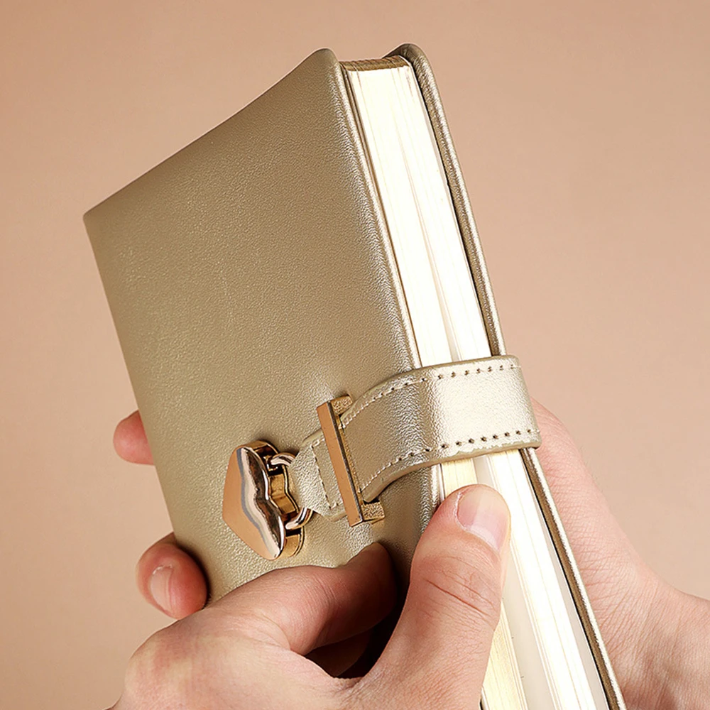 Shenzhen Supplier Custom Cute Notebook For Girls As Gifts Pink Pu Cover Notebook With Love Lovely Lock And Edge jet gold ink