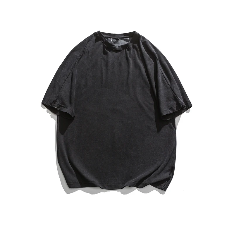 Men Fashion Loose Reverse Cut And Sew T Shirt 100% Cotton Oversized Tshirt Custom Washed Vintage T Shirt
