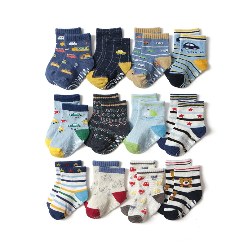 Promotional Soft Knitted Organic Cotton Cute Pattern Anti Slip Infant Baby Socks