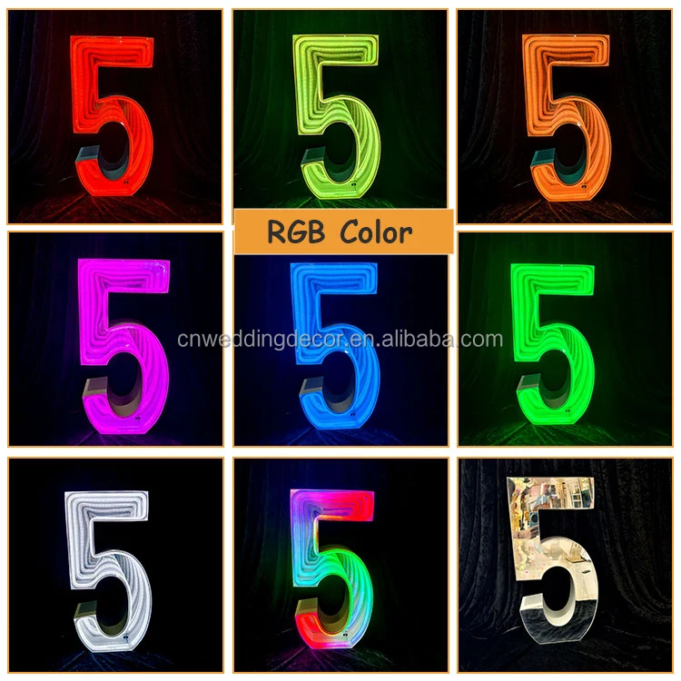 RGB Color Metal Letters Marquee Numbers Light Up Numbers For Wedding Party Decoration