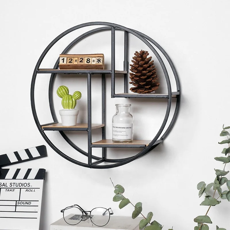 Nordic minimalist ins creative wrought iron wall shelf home living room bedroom wall storage rack wholesale