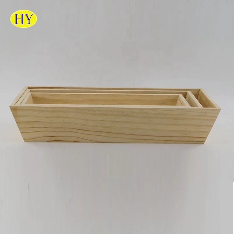 Custom Unfinished Cheap Wooden Decorative Planter Pot