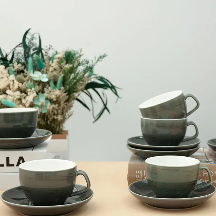 wholesale custom black unique novelty fine porcelain espresso cup and saucer
