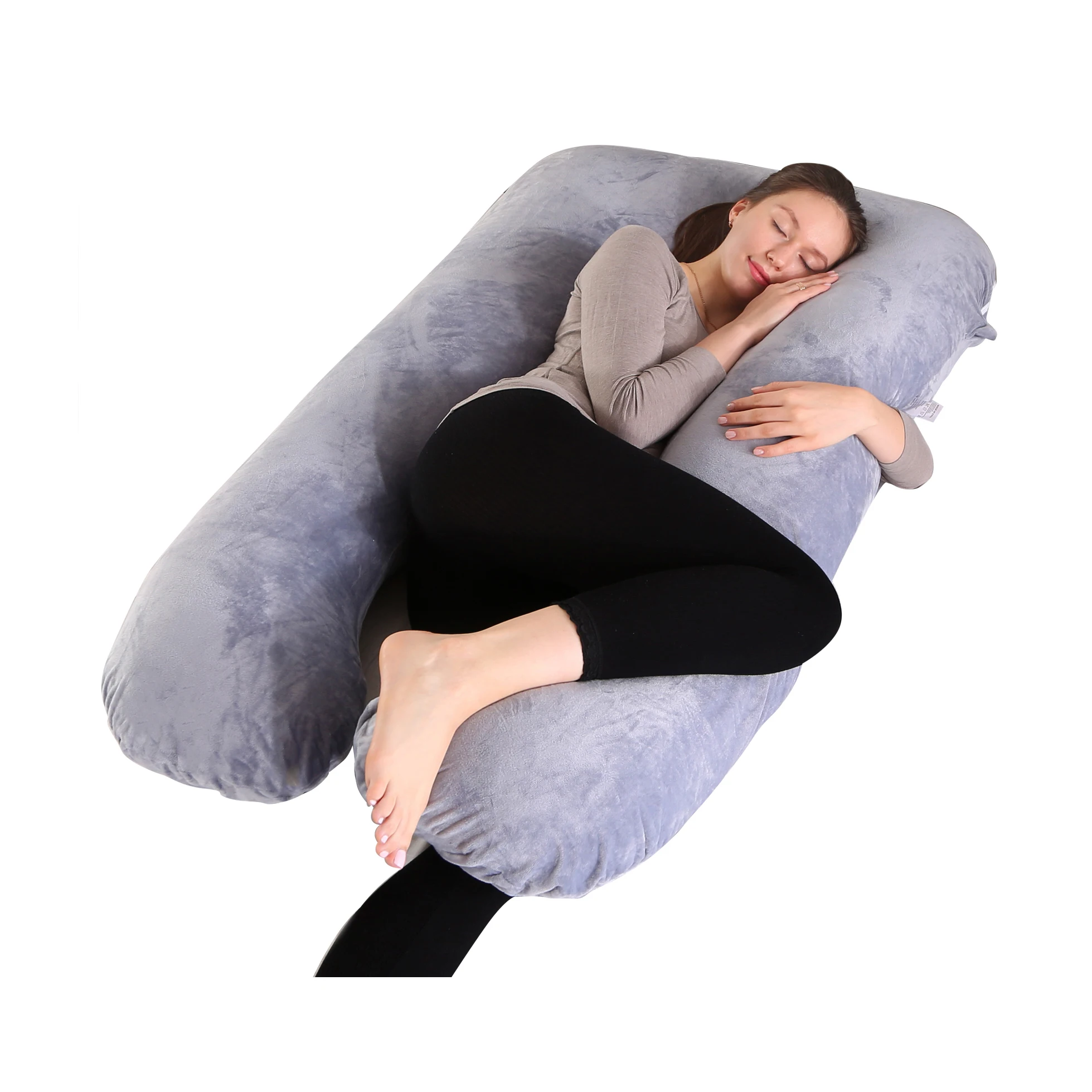 China supplier Multifunctional Comfortable U Shaped Full Body Pregnancy Maternity Pillow With velvet Cover