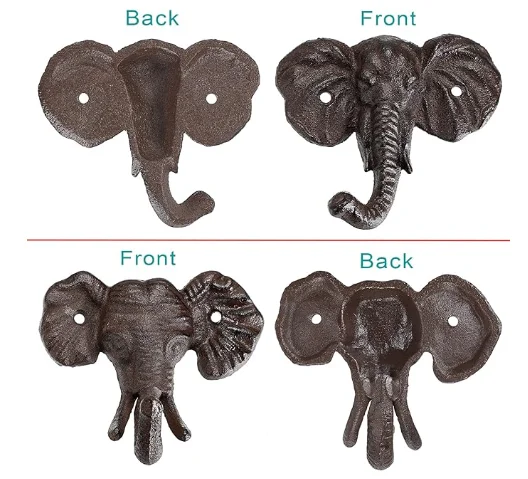 Wall Decorative Hook with Screws Cast Iron Hanger Animal Shaped Wall Hanging Hook Rustic Decorative Coat Hat Hook Elephant