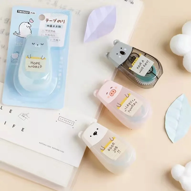 Candy Kawaii Korean School Student Kids Cartoon Animal Bear 5m  Glue Tape Stationery Supplies paste tool Mini dot glue 1126