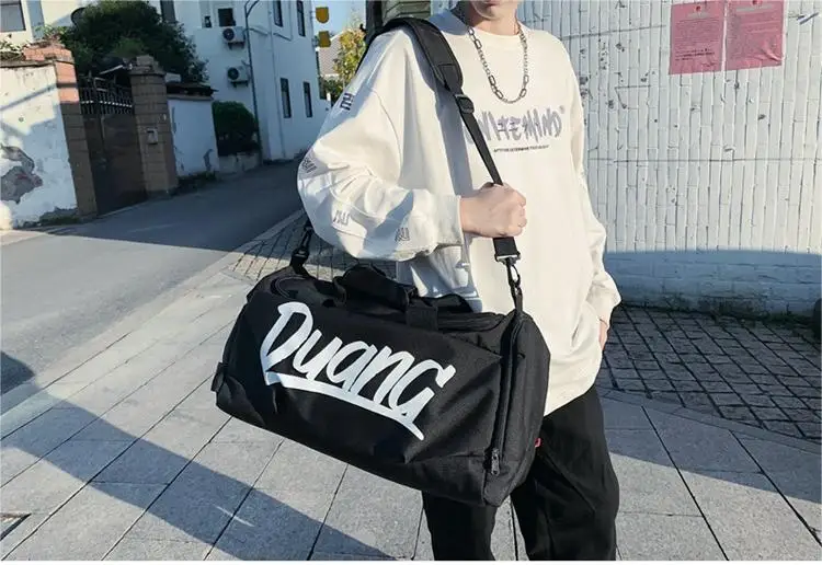 Travel Outdoor Duffel Bag with Shoe Compartment Cross-body Bag Fashion Custom Logo Letter Pattern Sport Gym Bags