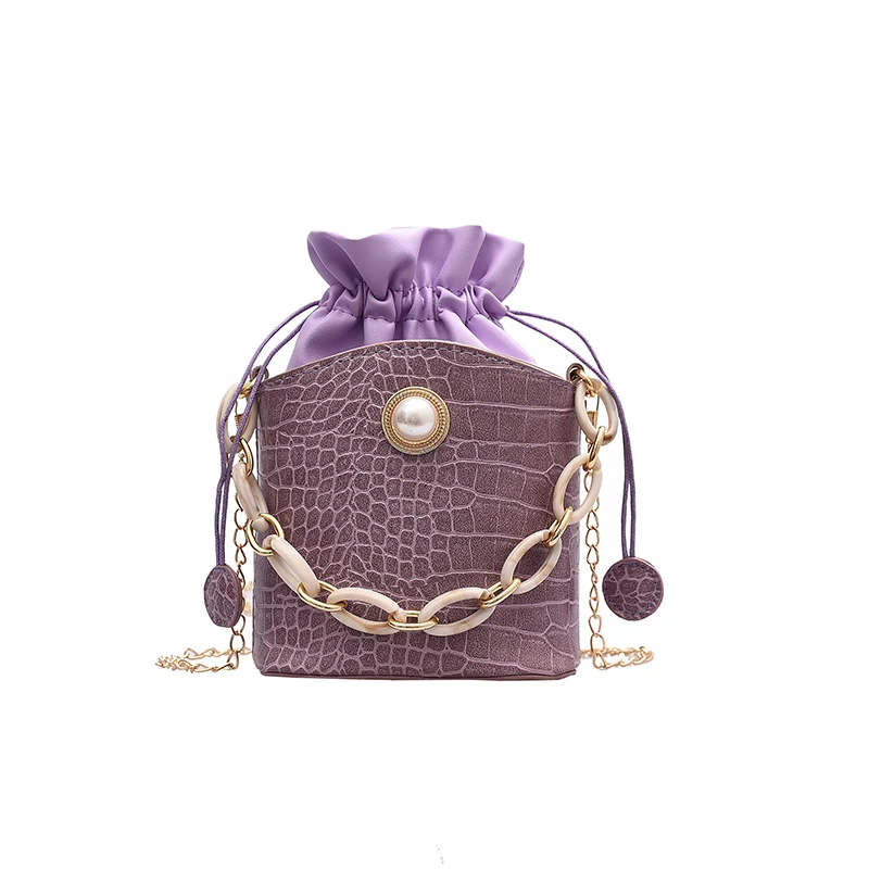 
Pu Leather New Fashion Pearl Bucket Handbag Mini handbag Manufacturer High Quality Women Handbags 
