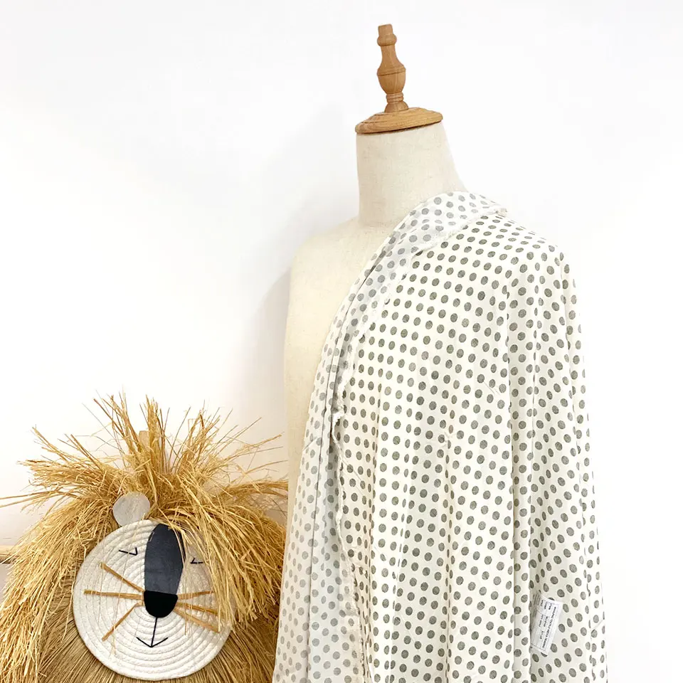 Wholesale lovely green pink line polka dots kids acetate spun rayon viscose printed fabric