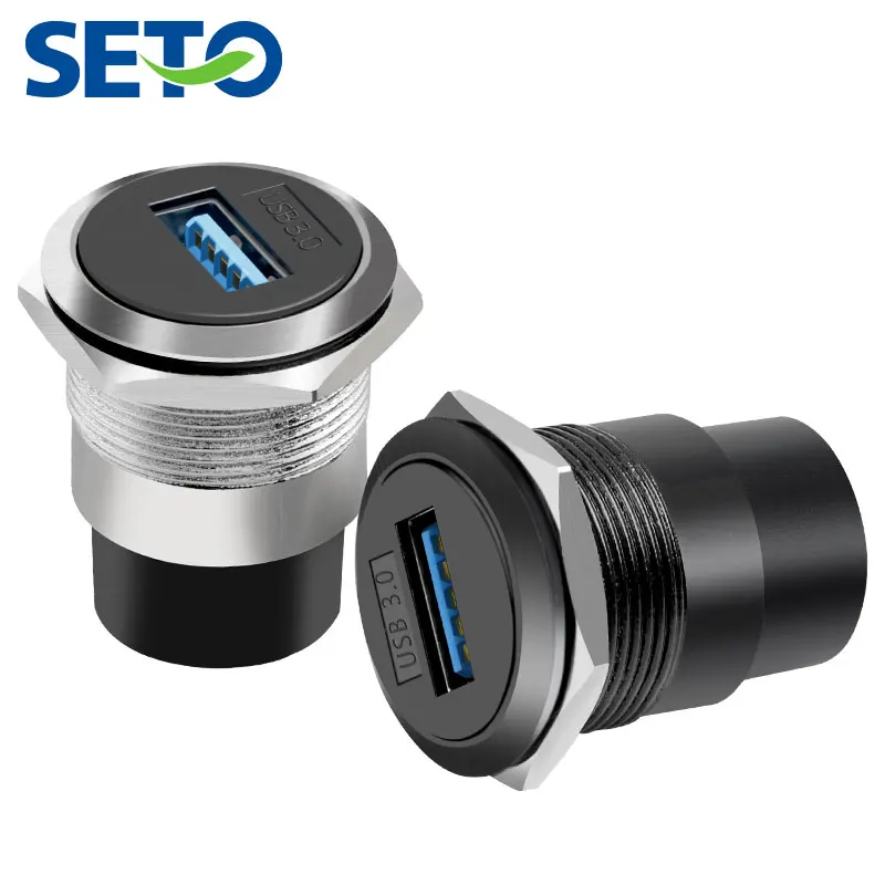 SETO 22mm metal module 2.0usb 3.0USB USB Connector D type female to female connector panel mounting USB socket