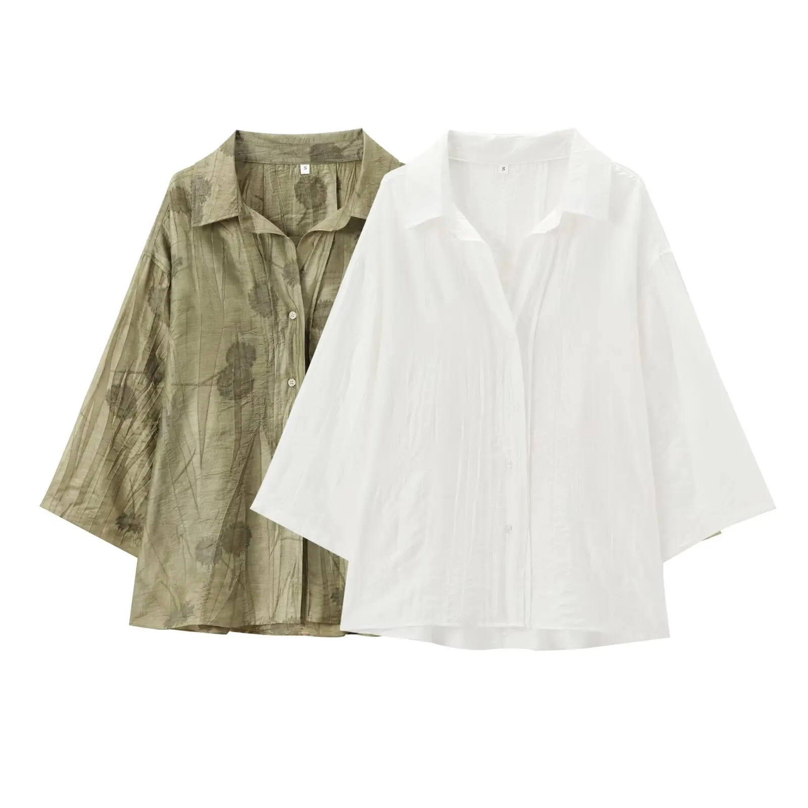 PB&ZA Women 2024 summer New Fashion Series jacquard loose Blouses Vintage Long Sleeve Female Shirts Blusas Chic Tops