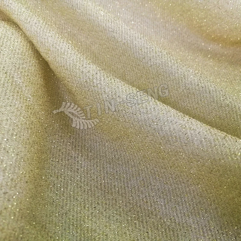 Gold Nylon Metallic Knitted Fabric for Garment Textile