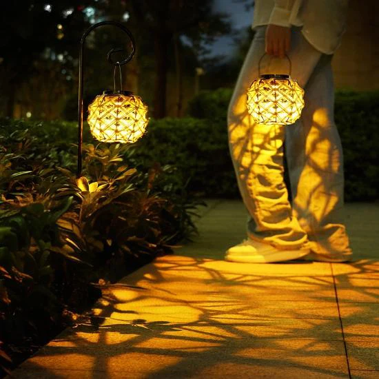 Custom Branded Rope Solar Light Outdoor Garden Light Iron Lanterns Hanging Light Ambient Lamp with Dropshipping Fulfillment