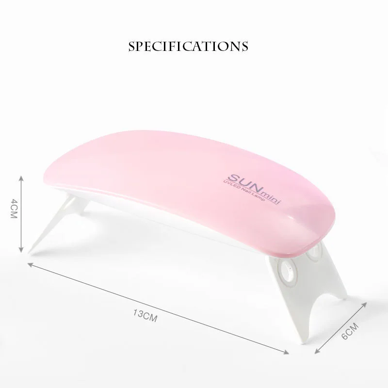 Wholesale Small Mini Portable Mouse Shape 6W  Beads Nail Lamp Pink White Nail Fast Drying Lamp SUN UV LED