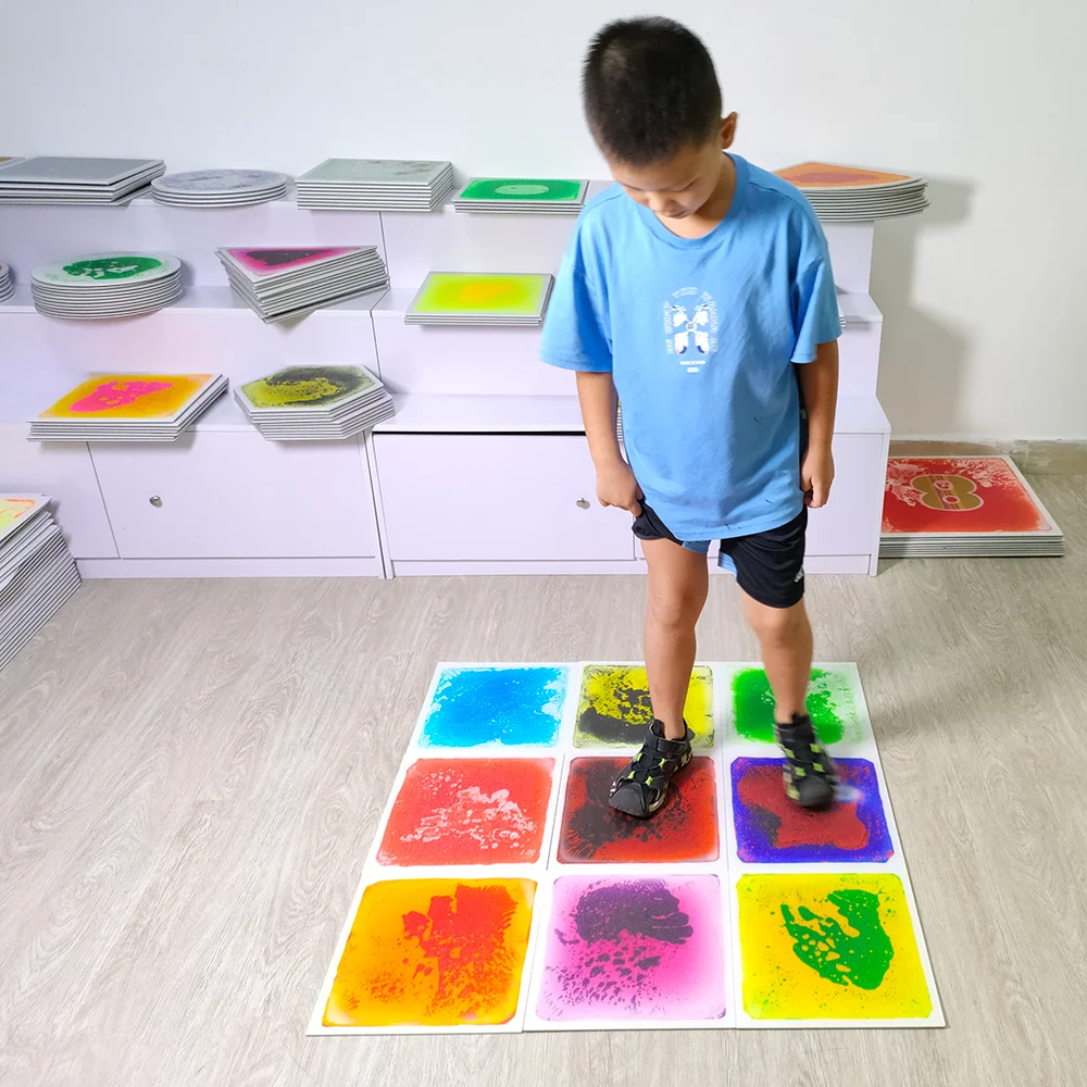 Hot Sale Sensory Room Equipment Self Adhesive Kids PVC Gel Mat Floor Tile Color Liquid Sensory Mats for Autistic Children