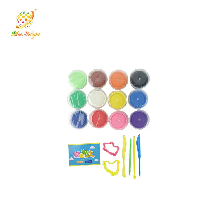 Wholesale 12 Color Super Light Safe And Non Toxic Plasticine Clay Toy For Children