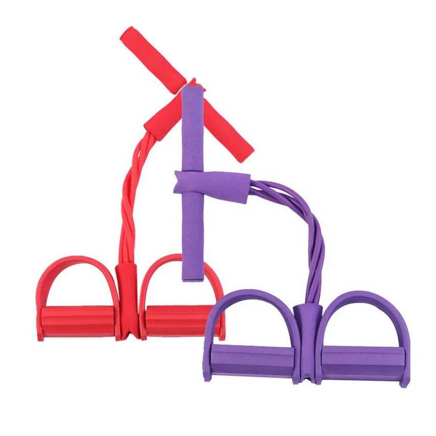 Homeuse Arm Leg Stretch Latex Elastic Foot Rally Belt Sit-up 2 Tubes Pull Rope Yoga Fitness Pedal Resistance Band