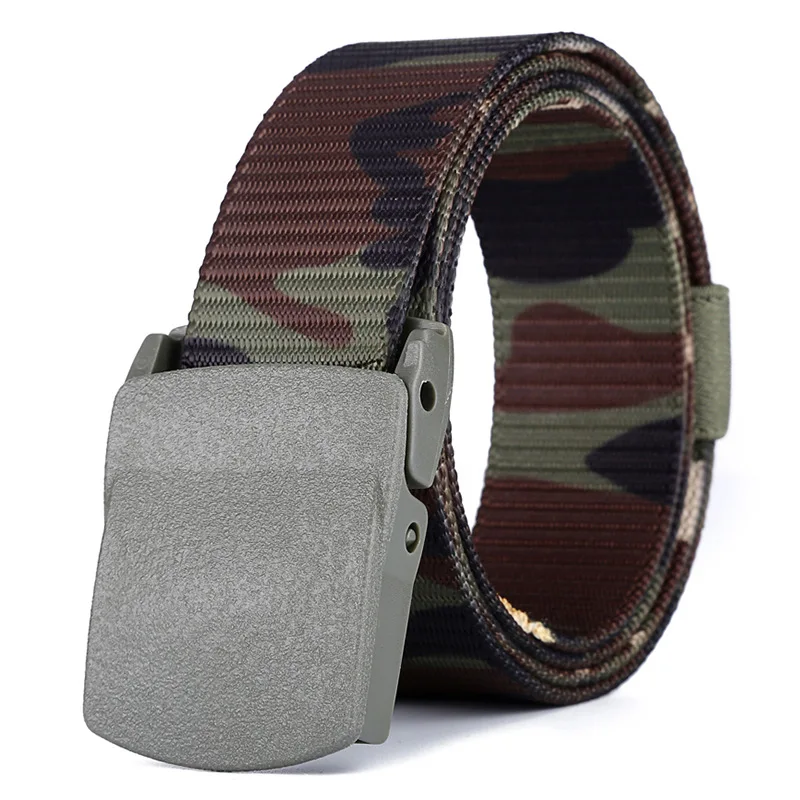 Custom Design Outdoor Sports Camouflage Plastic Buckle Belt Fabric Tactical Nylon Belt For Men