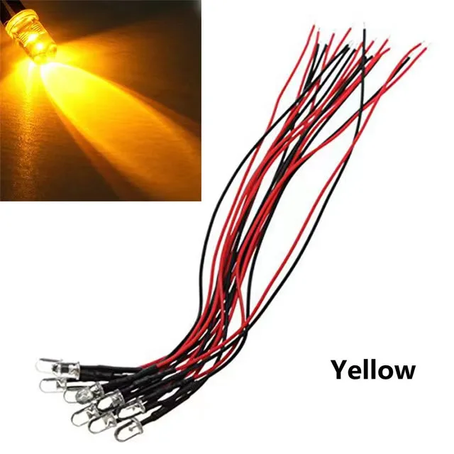 colorful DC5V- 24V 5mm LED Bulb Pre wired Light Emitting Diodes with Small 20cm Wire Pre-Wired Water Clear LED lights DIY