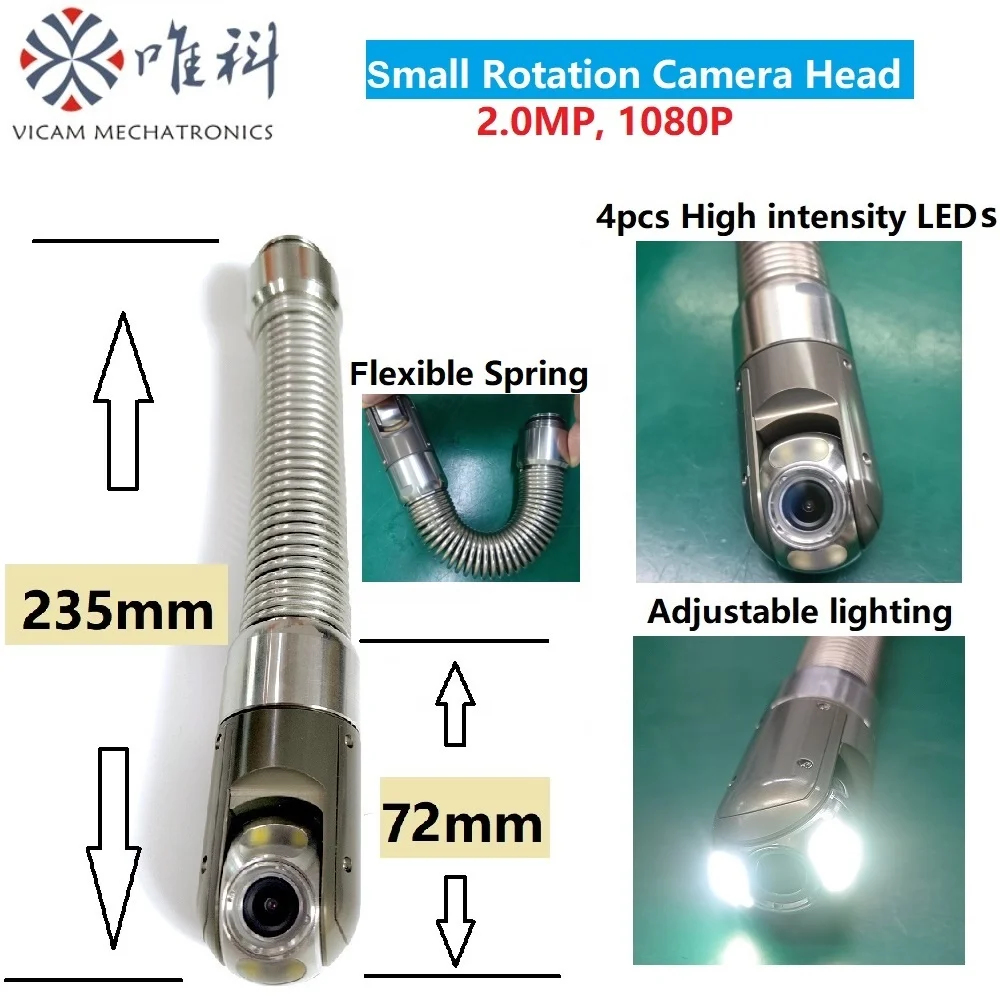 Vicam Portable 33mm 360 Rotation Sewer Camera 8 Inch Screen 1080P Pipe Inspection Camera 512Hz Sonde 30m Drain Pumbling Camera