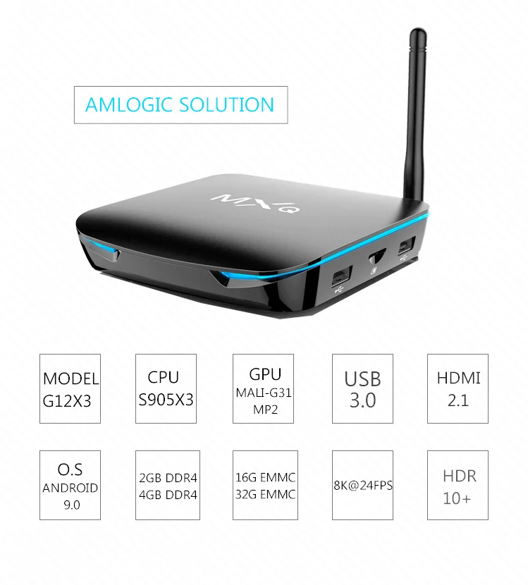High Quality Quad Core S905X3 Internet ott tv box 4k Android 9 and 10