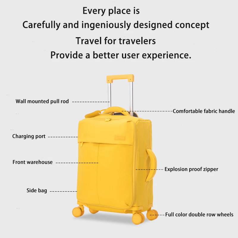 High appearance 20 inch suitcase soft bag ultra light 24 inch silent travel suitcase wholesale of luggage and bags