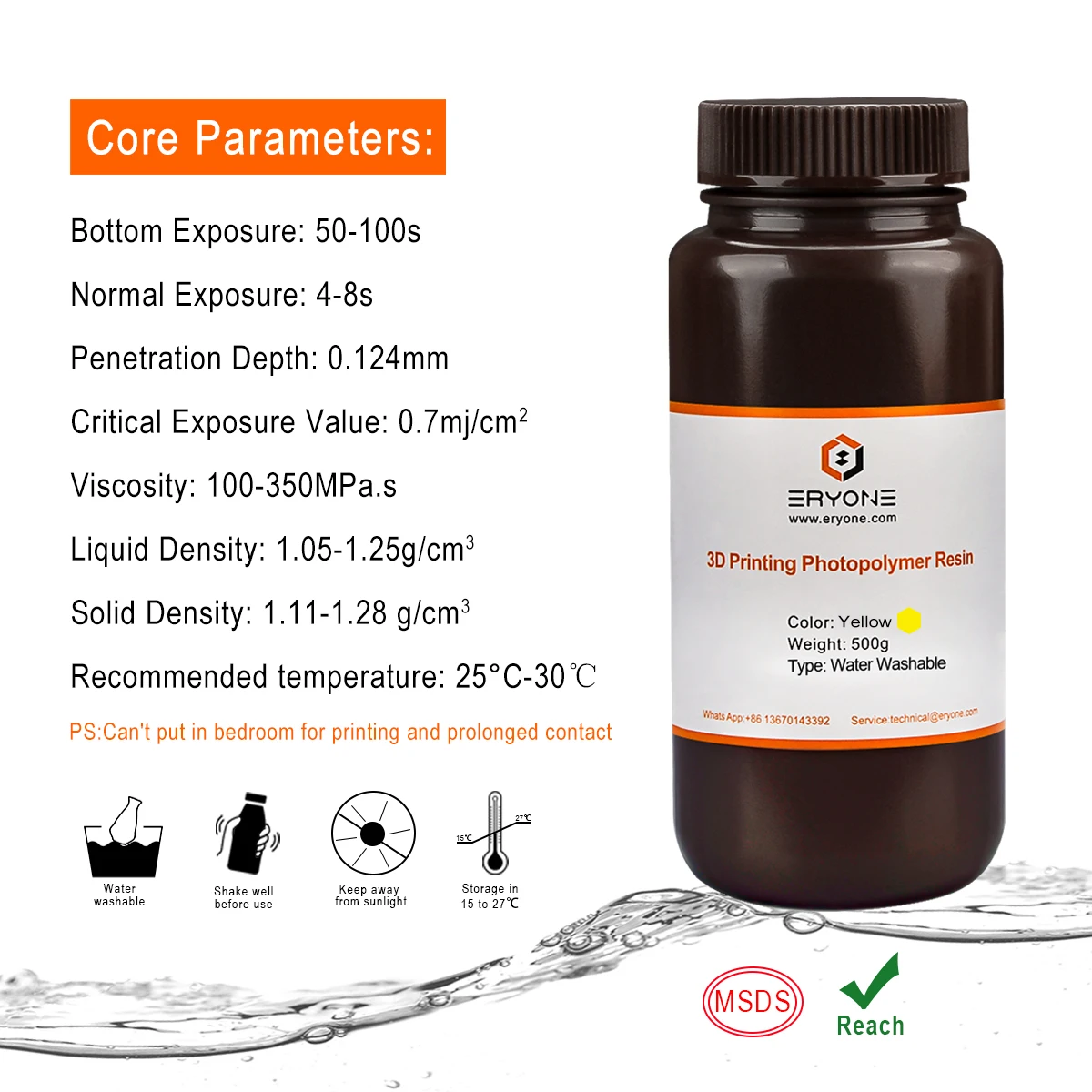 Eryone 3D Printing Water Washable Resin 405nm resin 3d printing castable resin for 3d printer