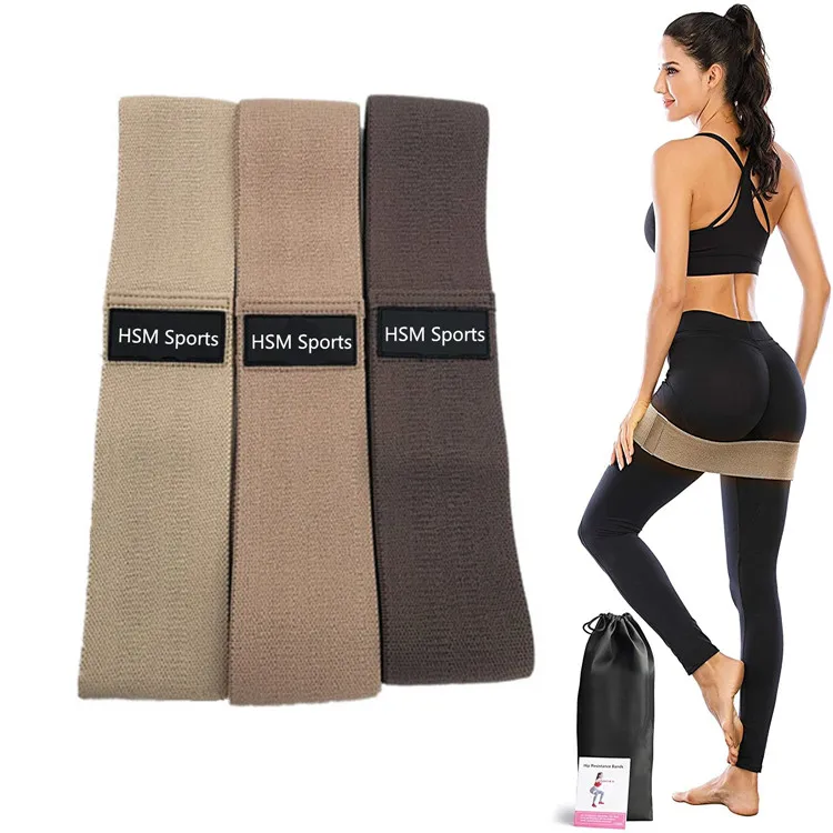 hot sale  fabric polyester cotton hip circle resistance fitness elastic band set for woman yoga