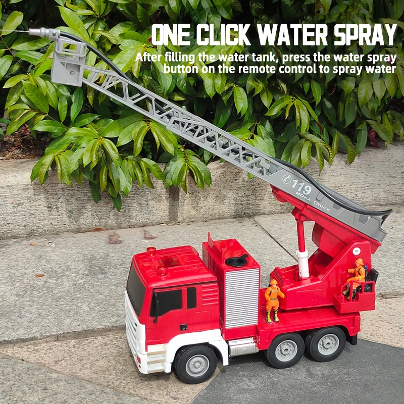 2.4G Spray water remote control rc cars fire fighter rescue truck toys with light