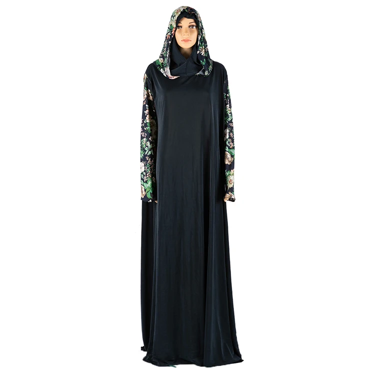 NEW Model Patchwork Double Hijab Dress Muslim Women Girls Hooded Abaya Robe 2XL/3XL/4XL/5XL Size Islamic Daily Prayer Clothing