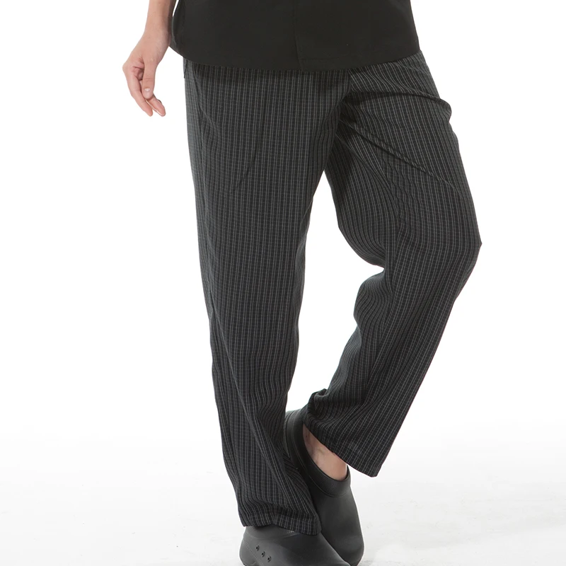 
CHECKEDOUT black Kitchen clothing stripe trousers chef pants for hotel and restaurants 