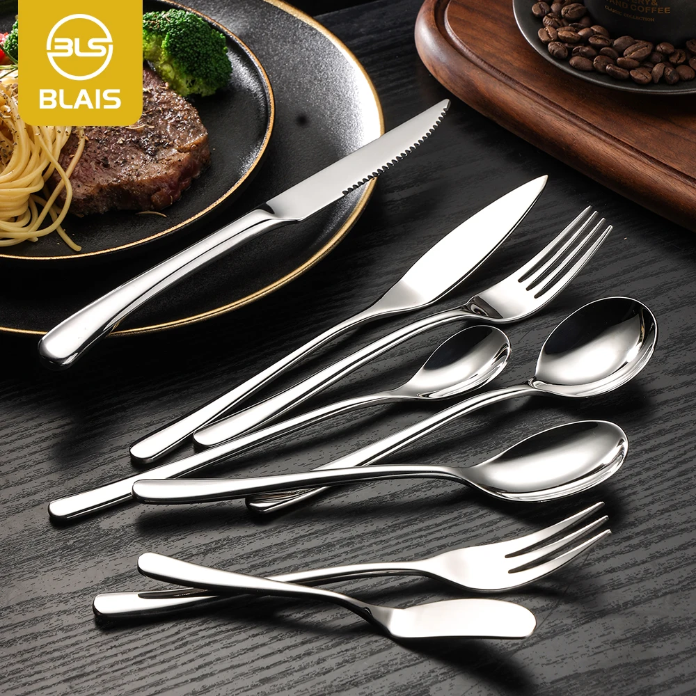 Restaurant wedding table deco tools modern wholesale heavy duty royal silver hammered silverware set stainless steel flatware