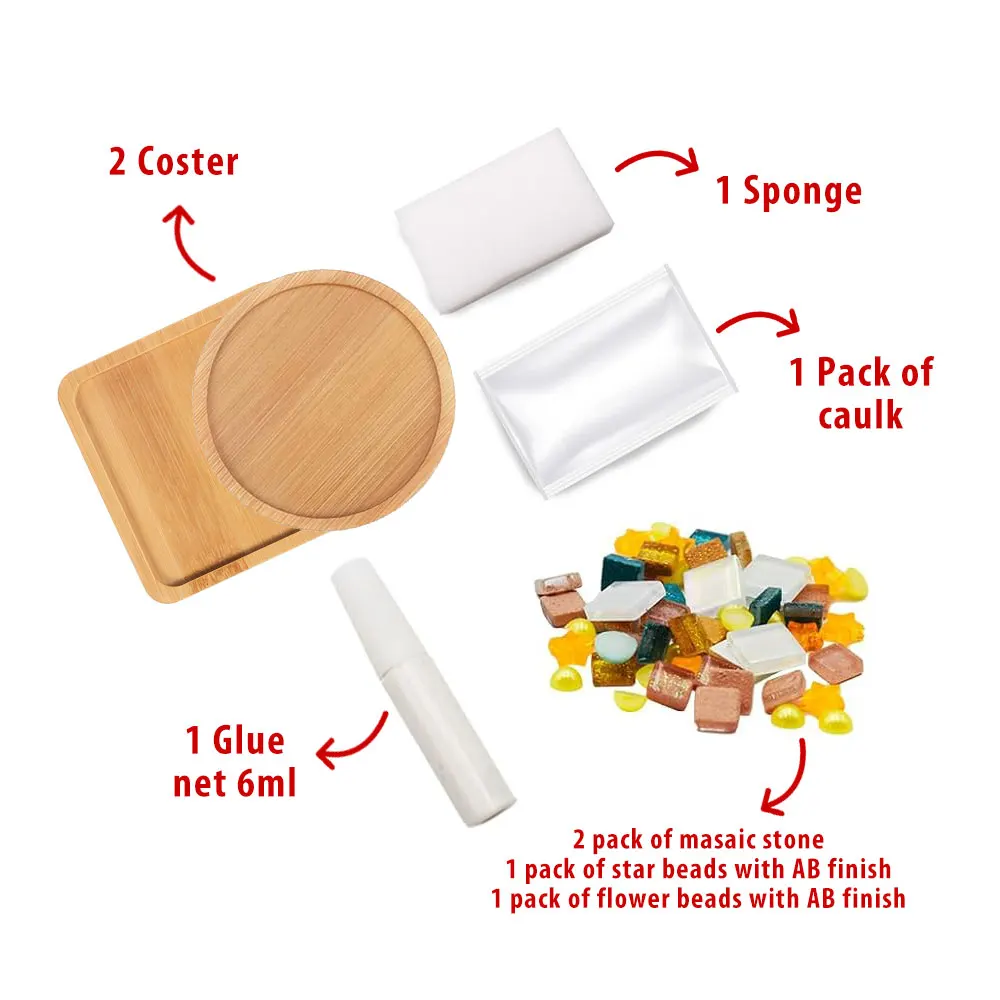 DIY Coasters Kit Make Your Own Stained Glass Mosaic Tiles Coaster for Handmade Home Decoration Gift