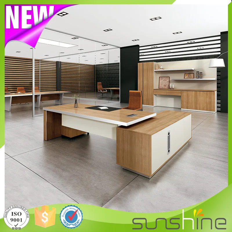 Modern Solid Wood Executive Desk Chairman Office Table Design Steel With Drawer Chair Owner Boss Furniture L Shape Mdf Custom