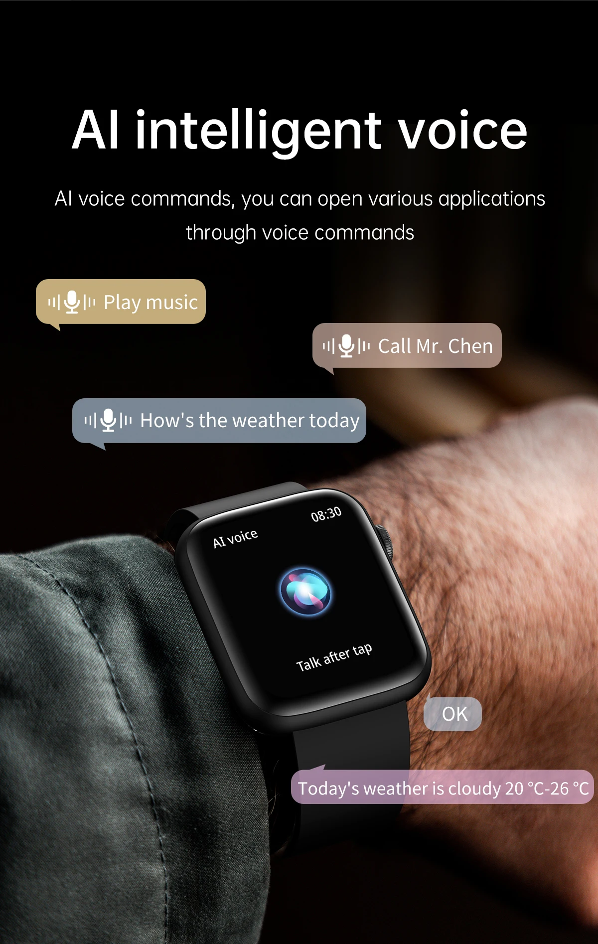 Sports Call Health Fitness Tracker Smart Watch 1.83-inch 240*284 Da Fit Heart Rate Blood Pressure Blood Oxygen Wristwatches