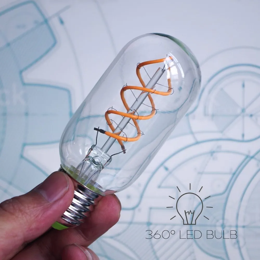 Antique Edison LED Filament Bulb 2W T45 Low Voltage 24V AC/DC Power Supply Plastic Glass Compatible E14 MR16 Bases Auto Home Use