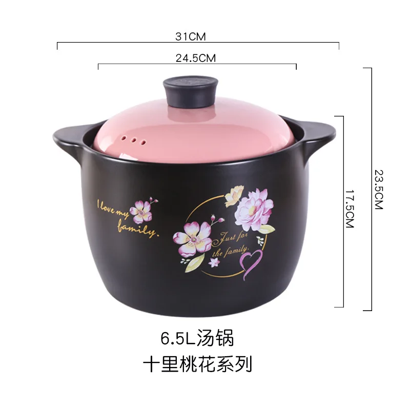 LFGB 1L-8.5L Round Black Cookware Soup Dutch Ovens Ceramic Clay Casserole Pot with lid