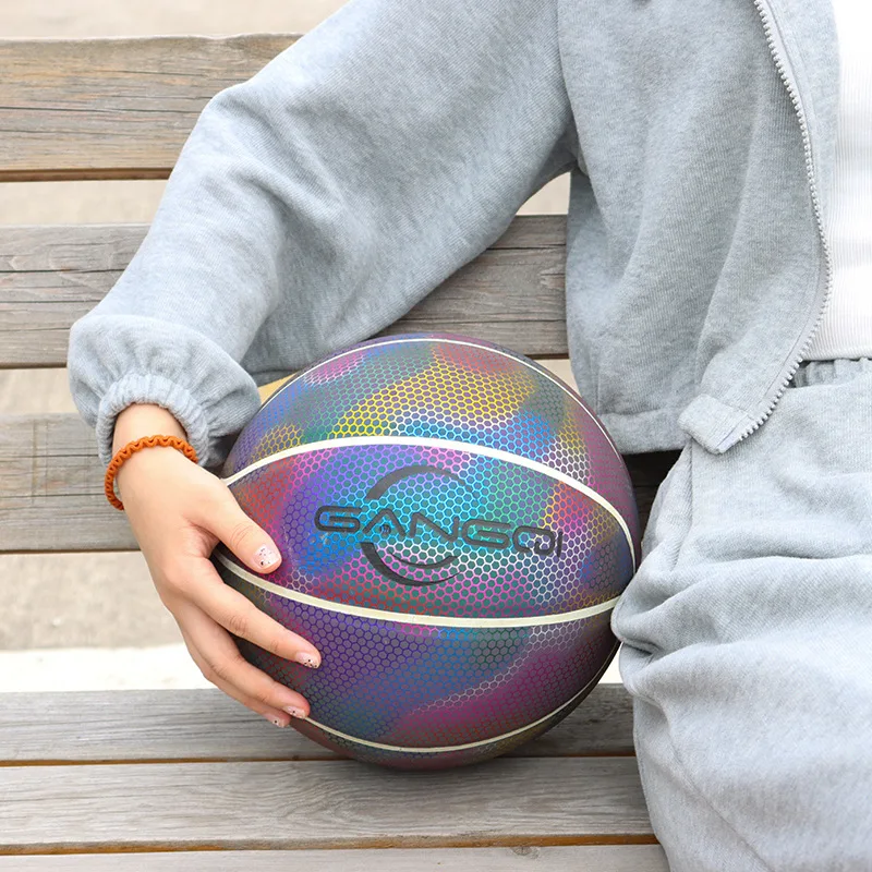 Official Size and Weight Holographic Reflective Basketball Flash Glowing Luminous Bright Basket Balls