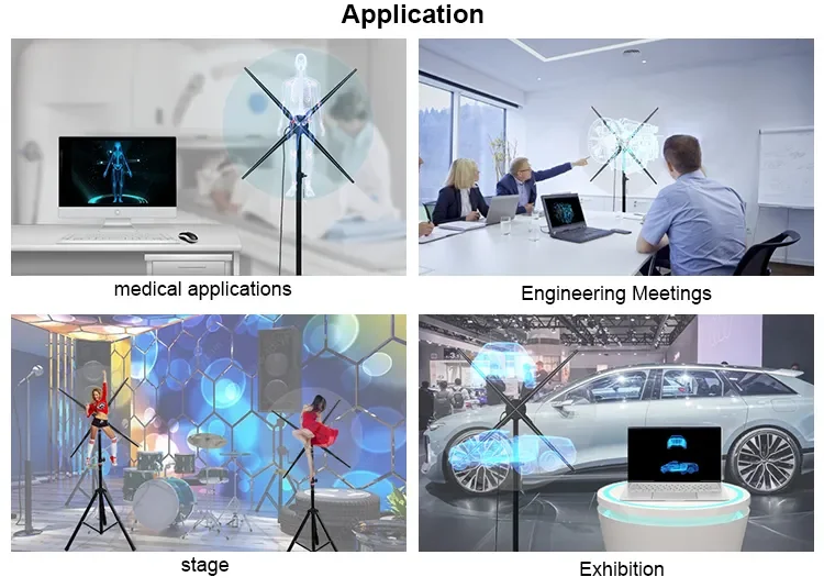 65cm HDMI-Synchronization Interactive PC Equipment 3D Holographic Projector with Fan Indoor Education Application OEM Supplier