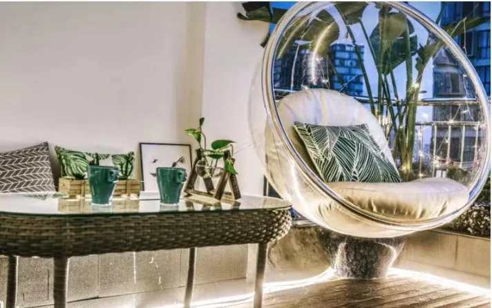 Bubble chair hotel glass ball swing balcony hemisphere transparent hanging chair scenic pool space chair