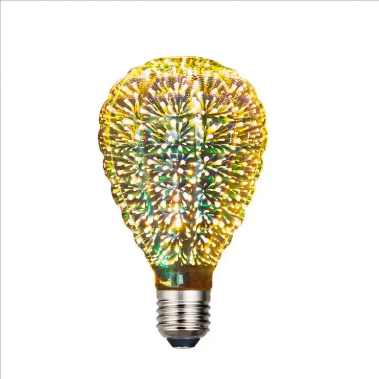 3D Colorful Led Firework Bulb E27 ST64 A60 G95 3D Led Illusion Bulb For Home Decoration