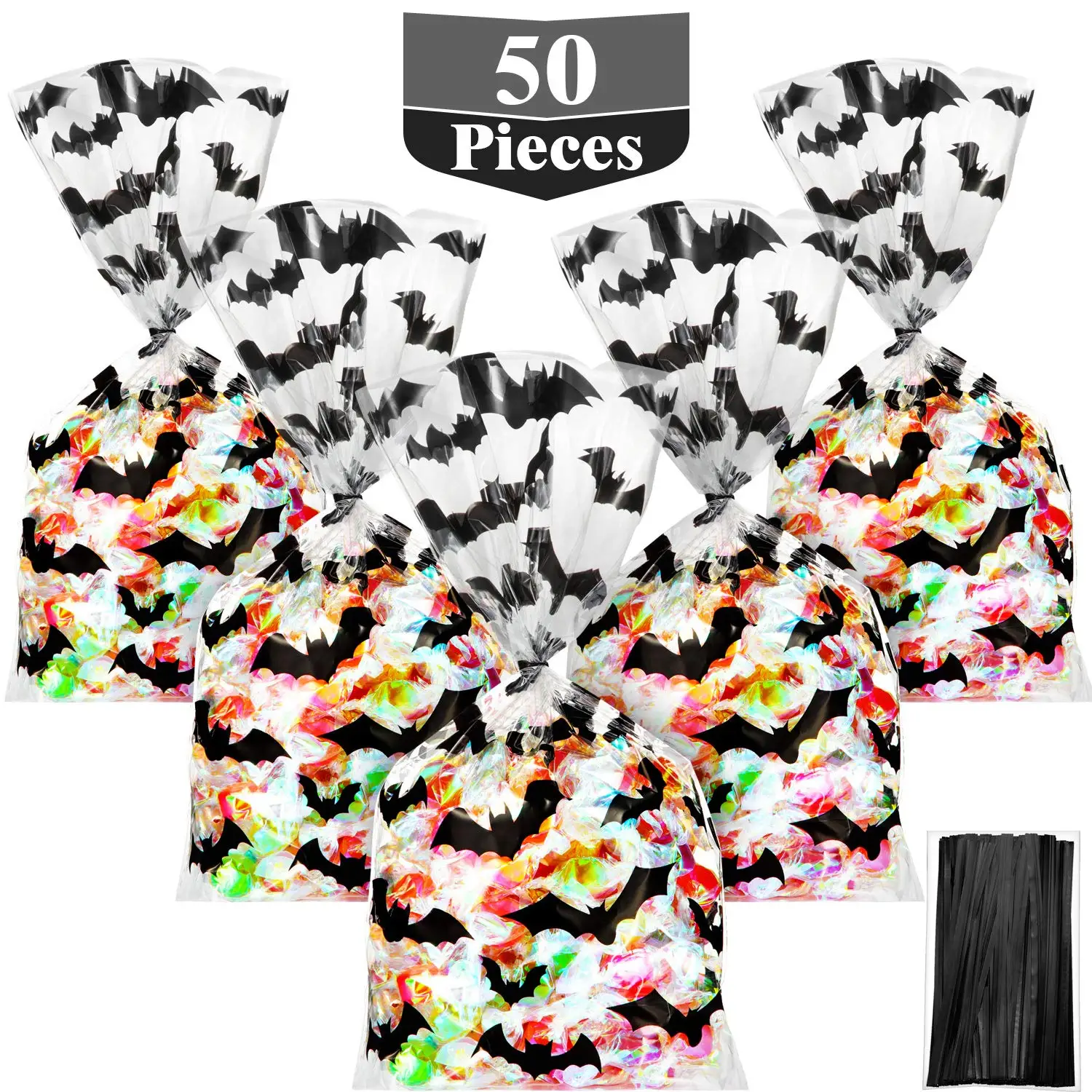 Halloween Party Plastic Customized  Cellophane Bags Snack pumpkin food Bag Clear Printed Candy  Treat Bags Food Packaging