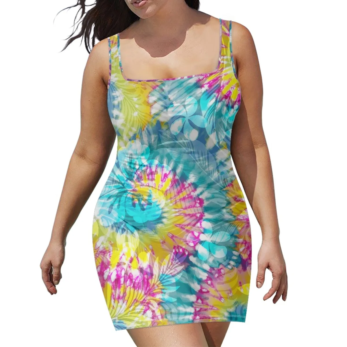 Trend Product Customization Polynesian Tattoos Fashion Samoan Hibiscus Print Loose Plus Size Sleeveless Dress Print On Demand