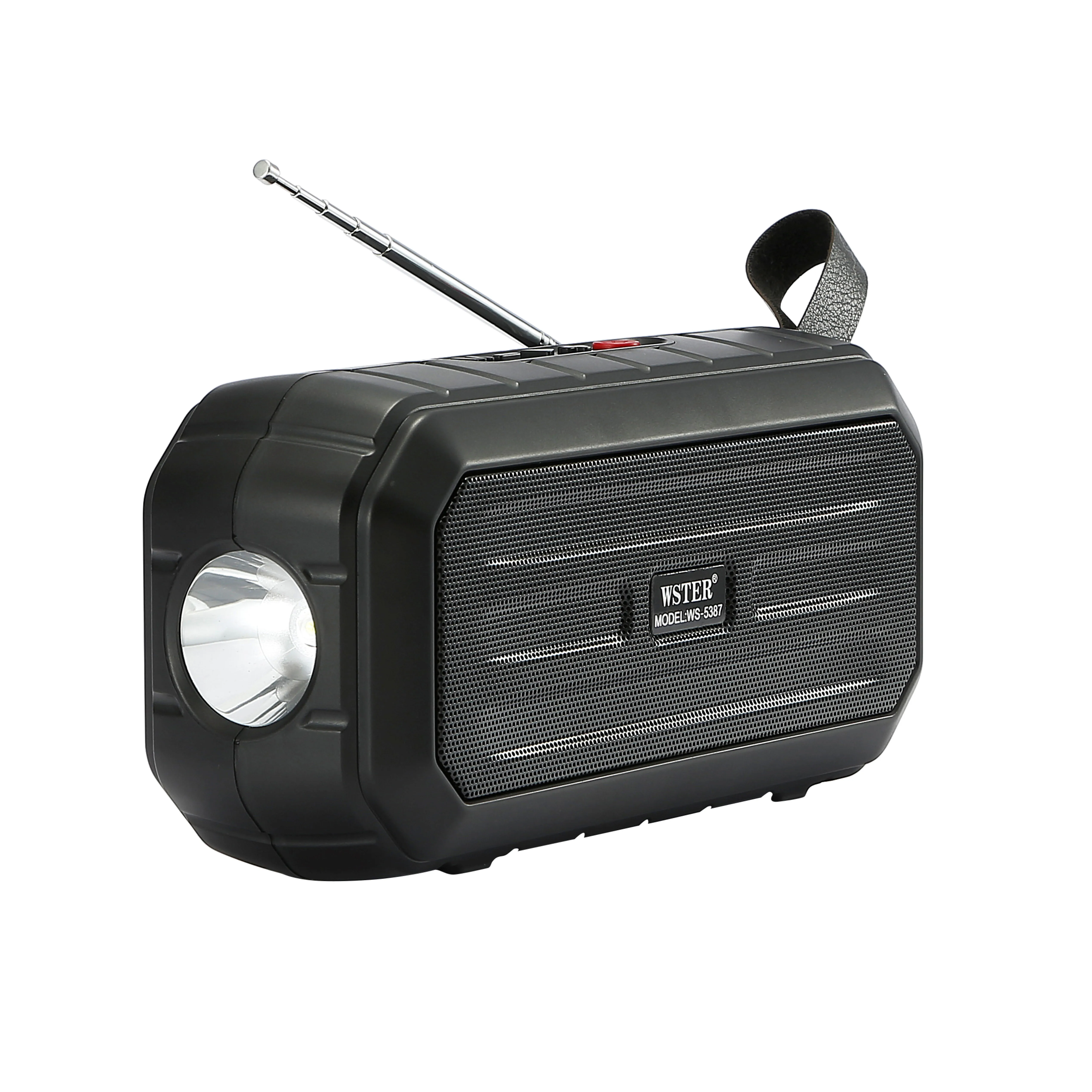 WS-5387 Portable Outdoor Solar Energy FM Radio BT Speaker With Flashlight