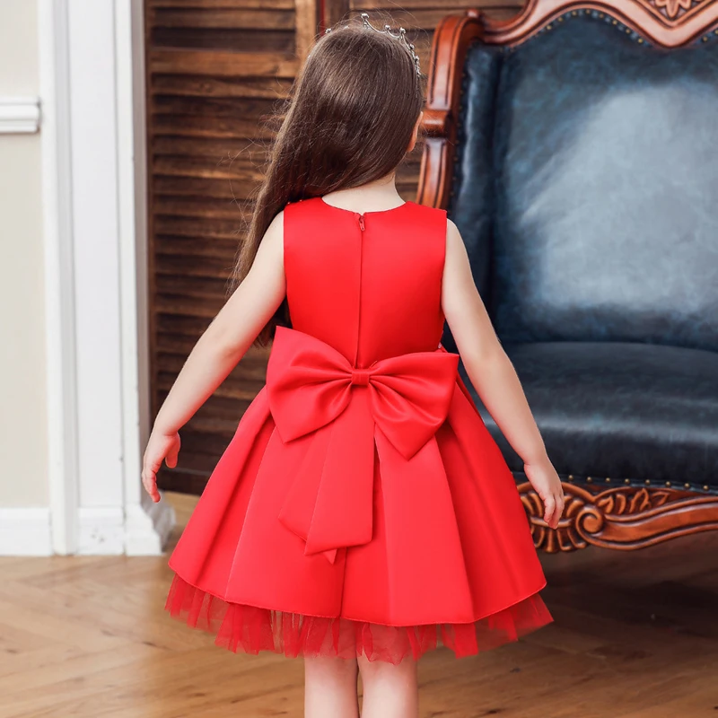 Custom Embroidery Pink Ball Gown Flower Princess Birthday Party Dress Matching Girl with Hard Net