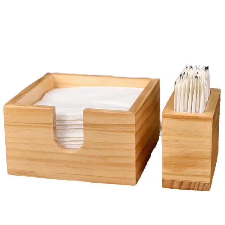 Shangrun Desktop Storage Supplies Custom Natural Square Napkin Storage Box Home Square Solid Wood Box Bentwood Tissue Box